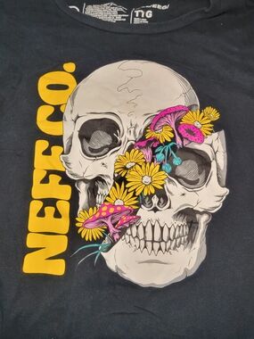 Graphic Skull Tee with Yellow NEFFCO Text